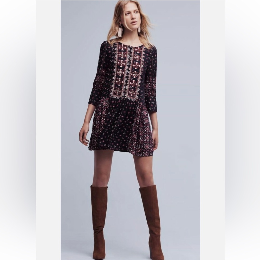 Anthropologie Vanessa Virginia Kaleidoscope Tunic Shirt Dress Size L